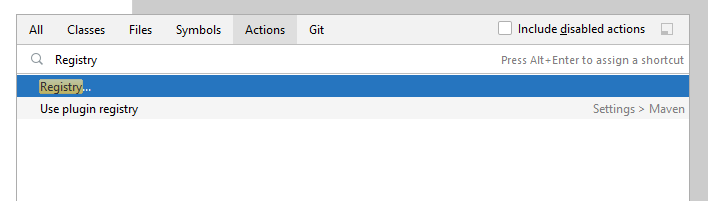 Searching for Registry in IntelliJ IDEA